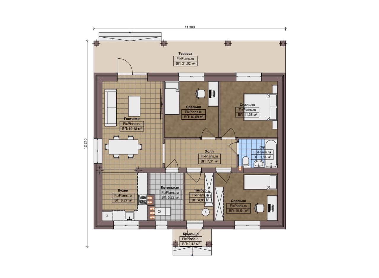Планировка Одноэтажный дом F-13886