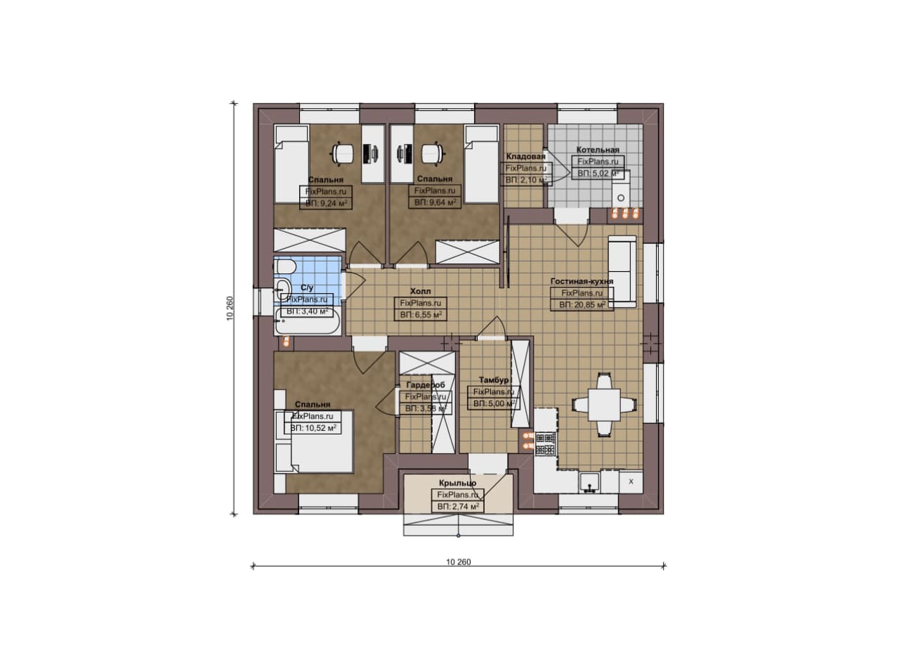 Планировка Одноэтажный дом F-17621