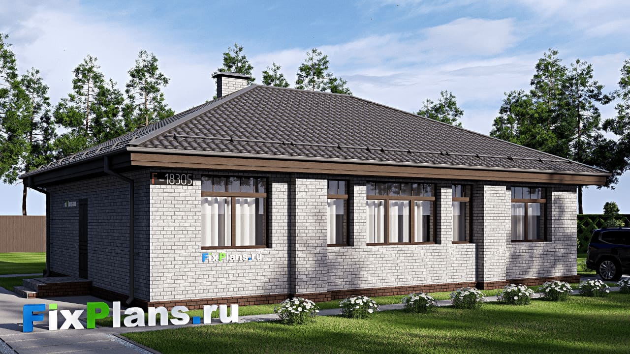 Одноэтажный дом F-18305 — фасад