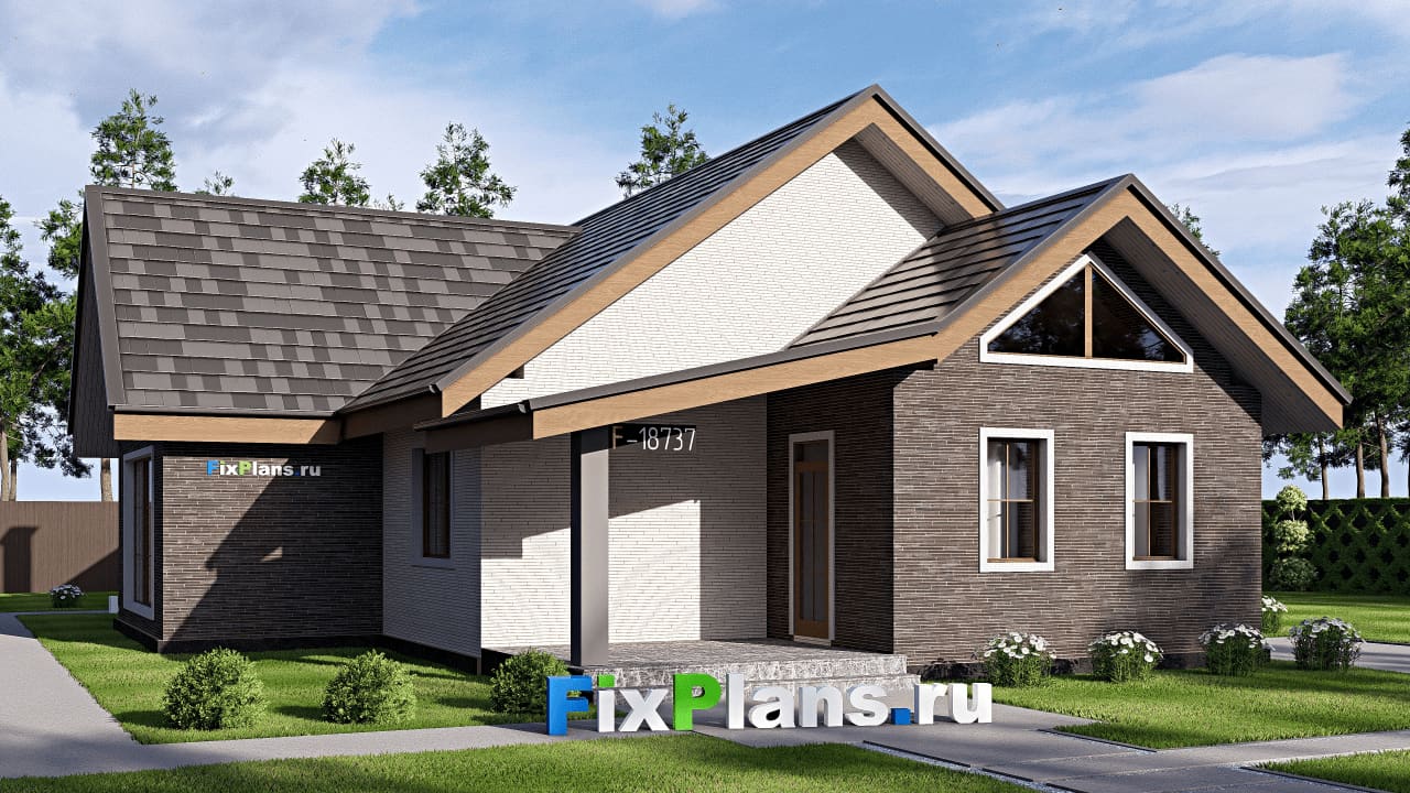 Одноэтажный дом F-18737 — фасад