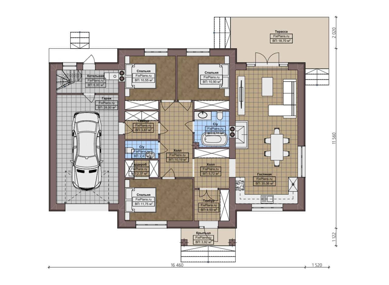 Планировка Одноэтажный дом F - 2060